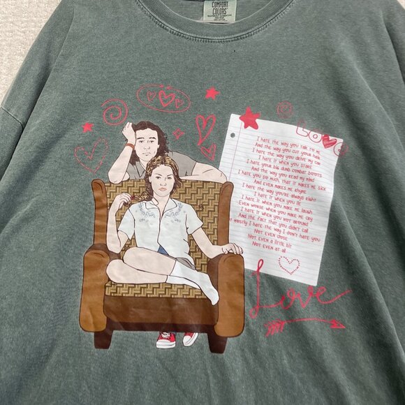 VTG 10 Things I Hate About You T-Shirt Movie Promo Tee Heath Ledger Faded Green* - Picture 5 of 14